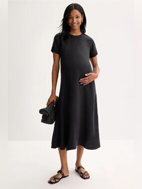 Hatch Black Midi Maternity Dress